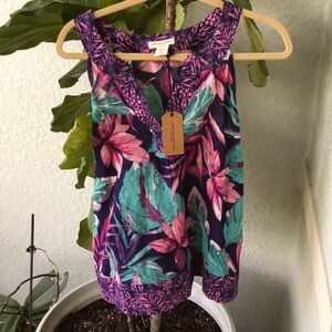 NWT WOMENS Blouse Large Purple Turquoise top sexy